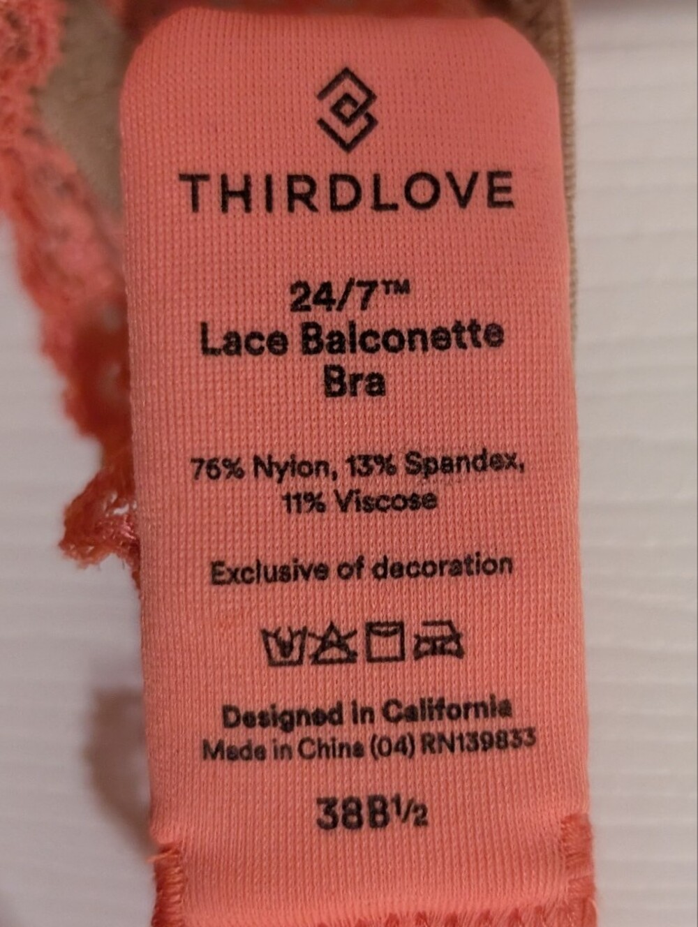 New Thirdlove 24/7 Bra Womens Pink Lace Balconette Underwire Size 38B 1/2 NWT - Picture 3 of 6